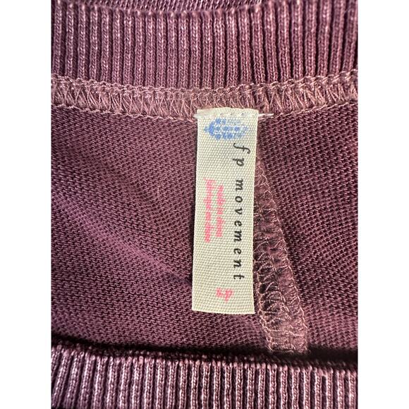 FP Movement by Free People Purple Ruffle Sleeve Cropped Pullover S Oversized - Picture 8 of 9